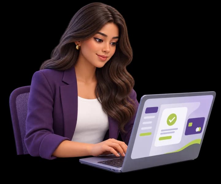 Persona realizando una transacción desde una laptop